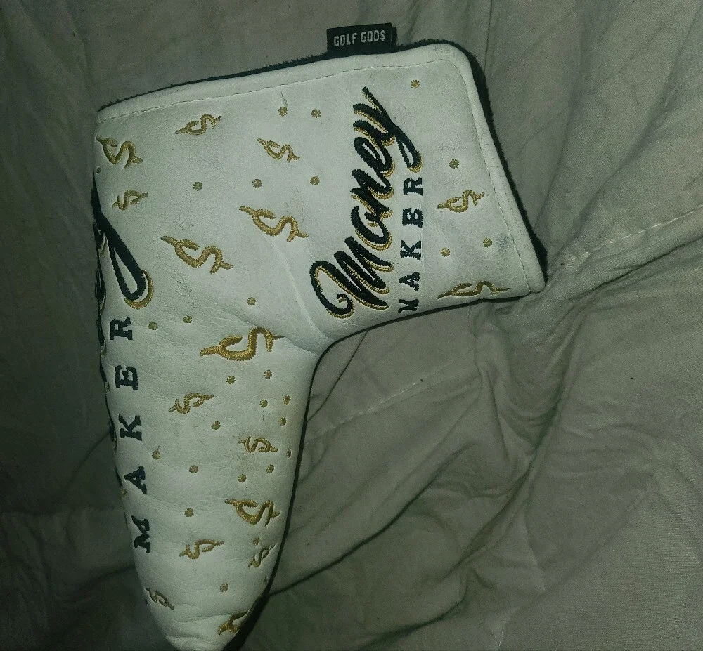 GOLF GODS MONEYMAKER White and Gold BLADE Putter Headcover